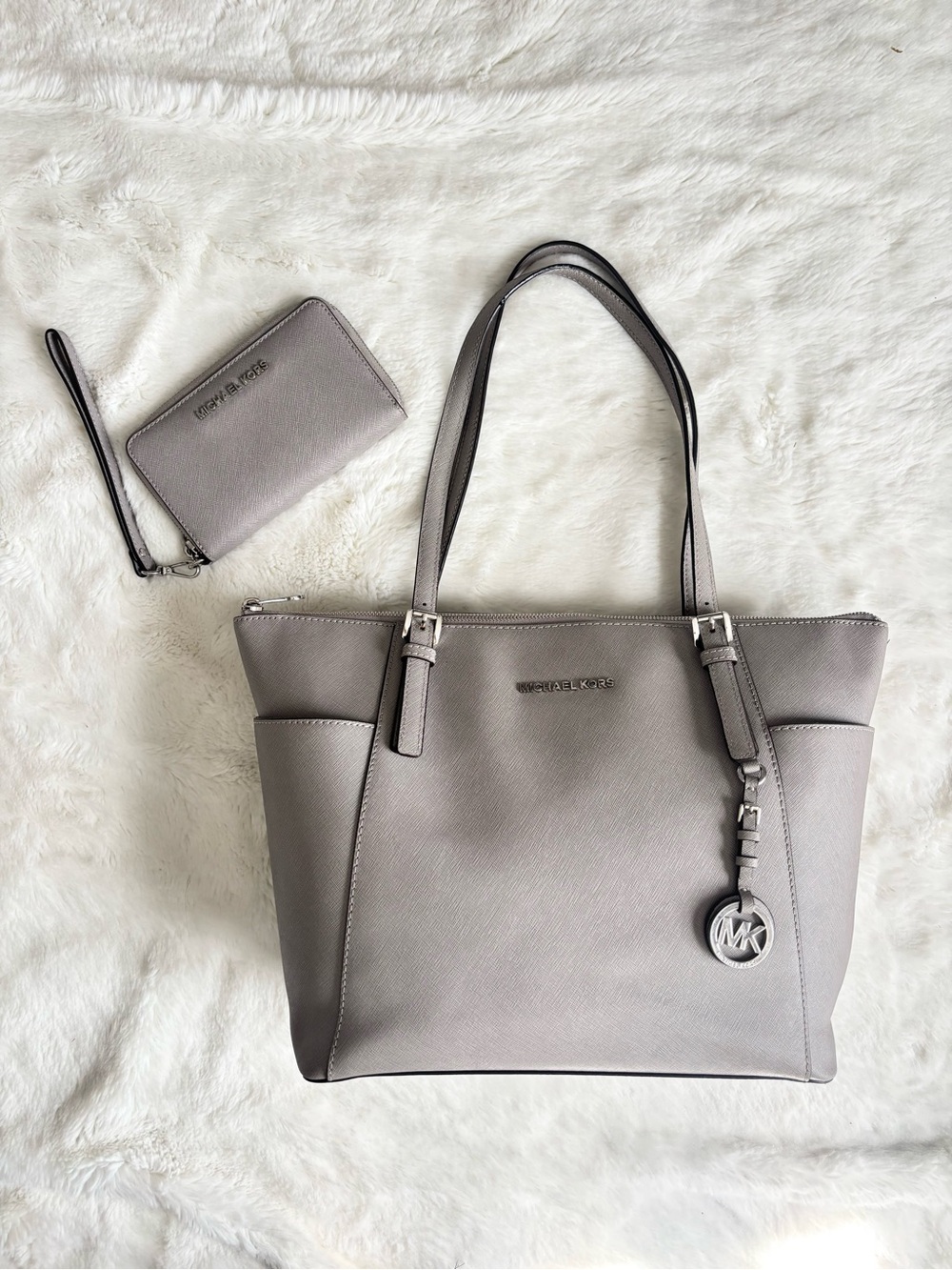 Michael Kors Jet Set Saffiano Leather Purse with Wristlet